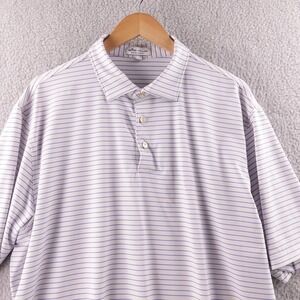 Peter Millar Summer Comfort Golf Polo Shirt Mens XL Blue Stripe Short Sleeve